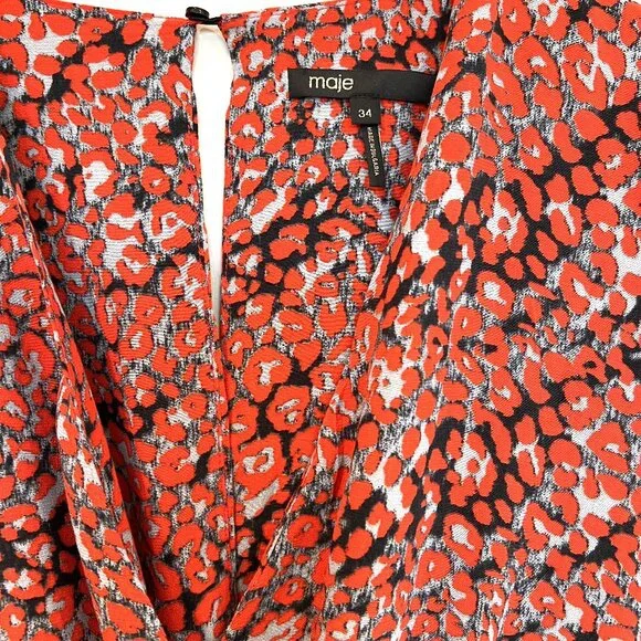 MAJE Pioma Leopard-print Woven Jumpsuit In Imprime Size XS EU 34 Red Gray Grey - Picture 8 of 11